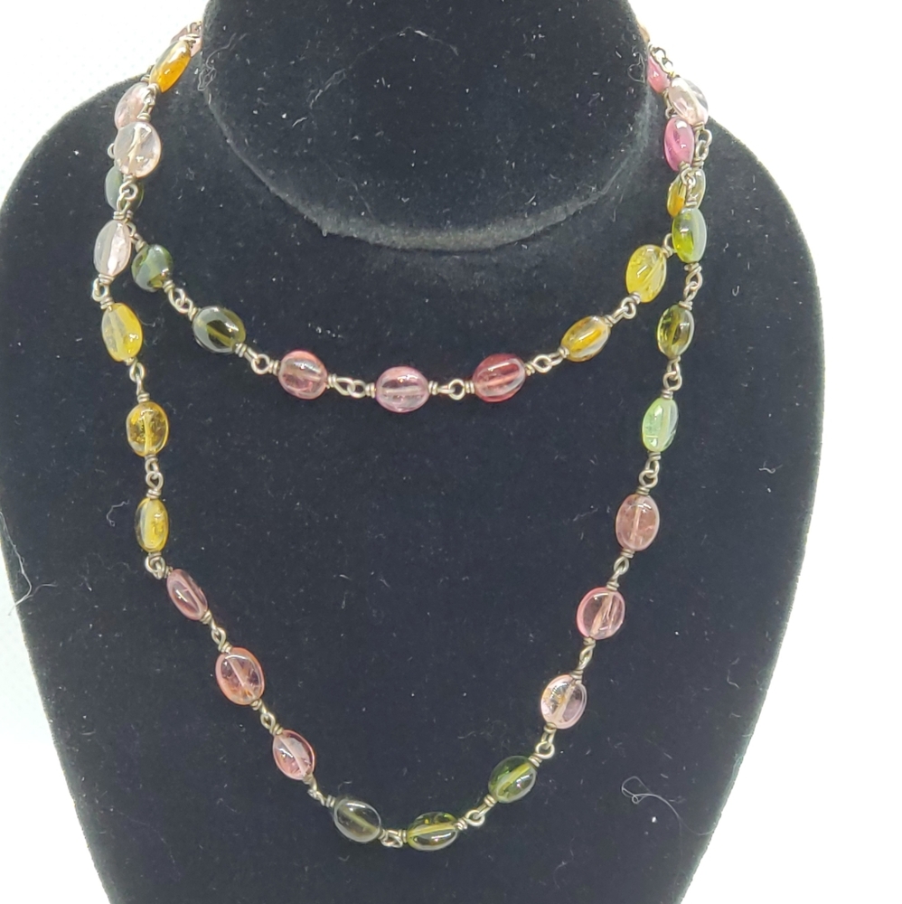 WOW!! 20CTW STERLING SILVER TOURMALINE NECKLAC